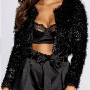 Cropped shiny fur like jacket Windsor